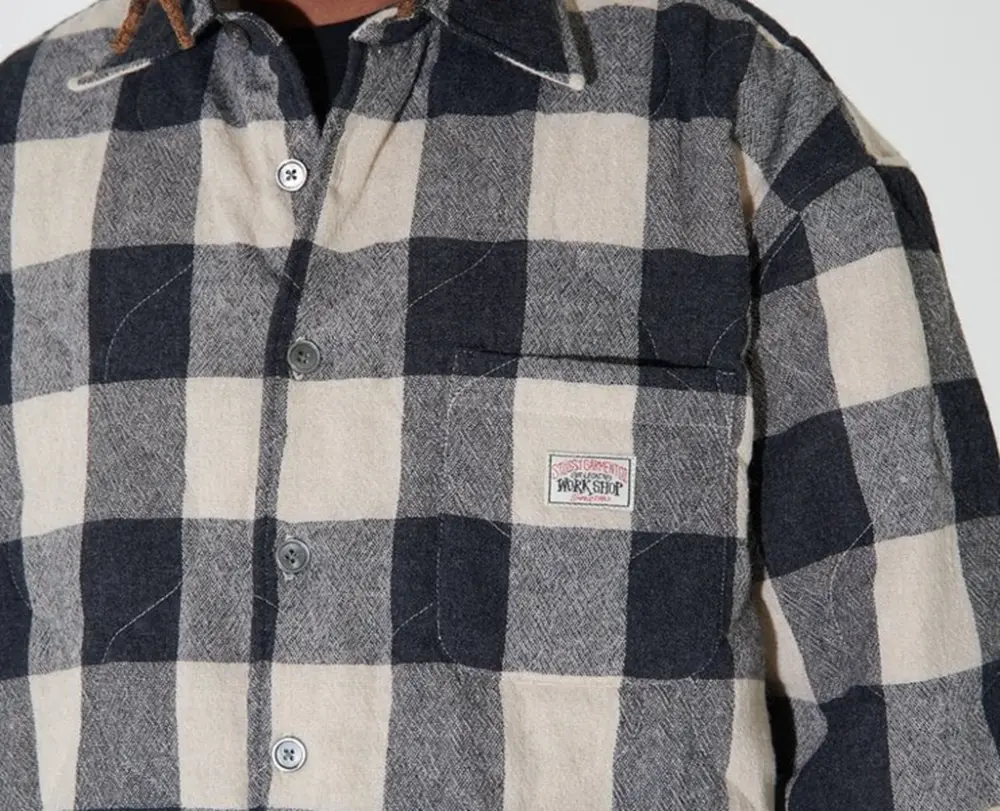 Áo Stussy x Our Legacy Work Shop Borrowed Jacket ‘Grey Beige Check’ - Ảnh 4