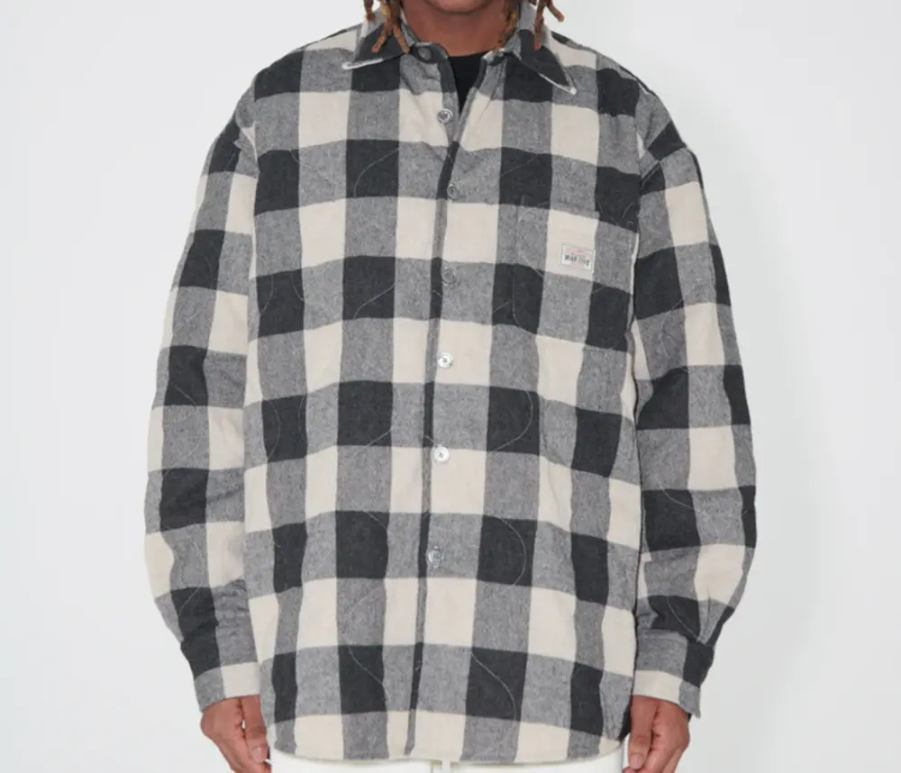 Áo Stussy x Our Legacy Work Shop Borrowed Jacket ‘Grey Beige Check’ - Ảnh 3
