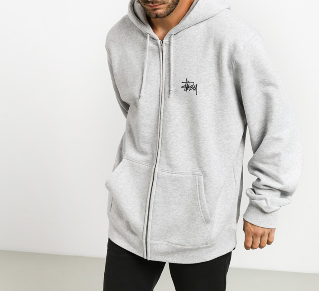 Áo Stussy Basic Stussy Zip Hoodie 2022 ‘Ash Heather’ - Ảnh 2