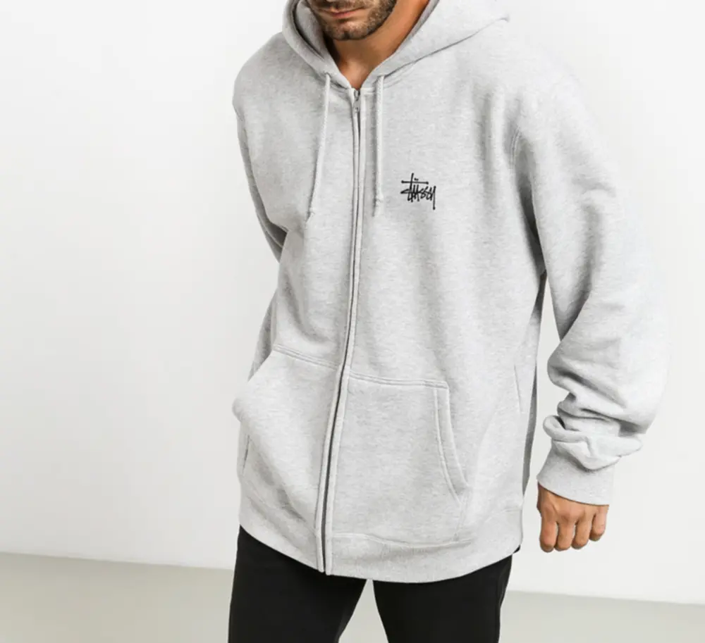 Alternative view of Áo Stussy Basic Stussy Zip Hoodie 2022 ‘Ash Heather’