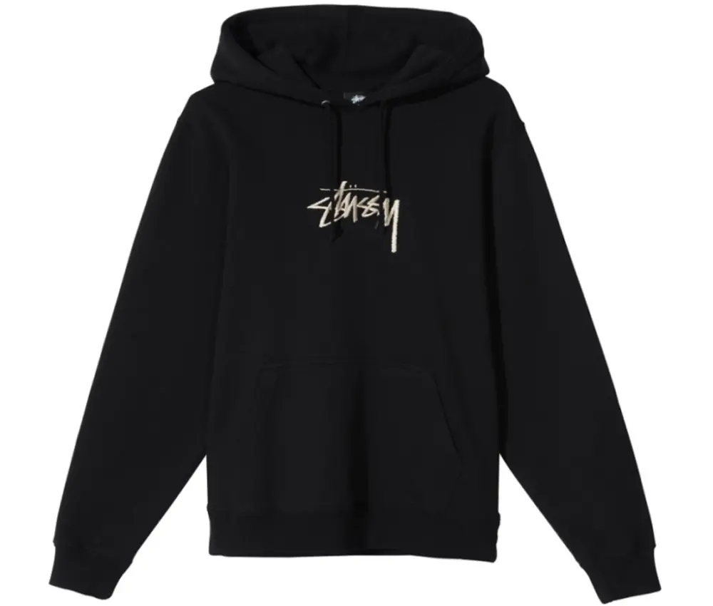 Áo Stussy Stock Logo Embroidered Hoodie Black