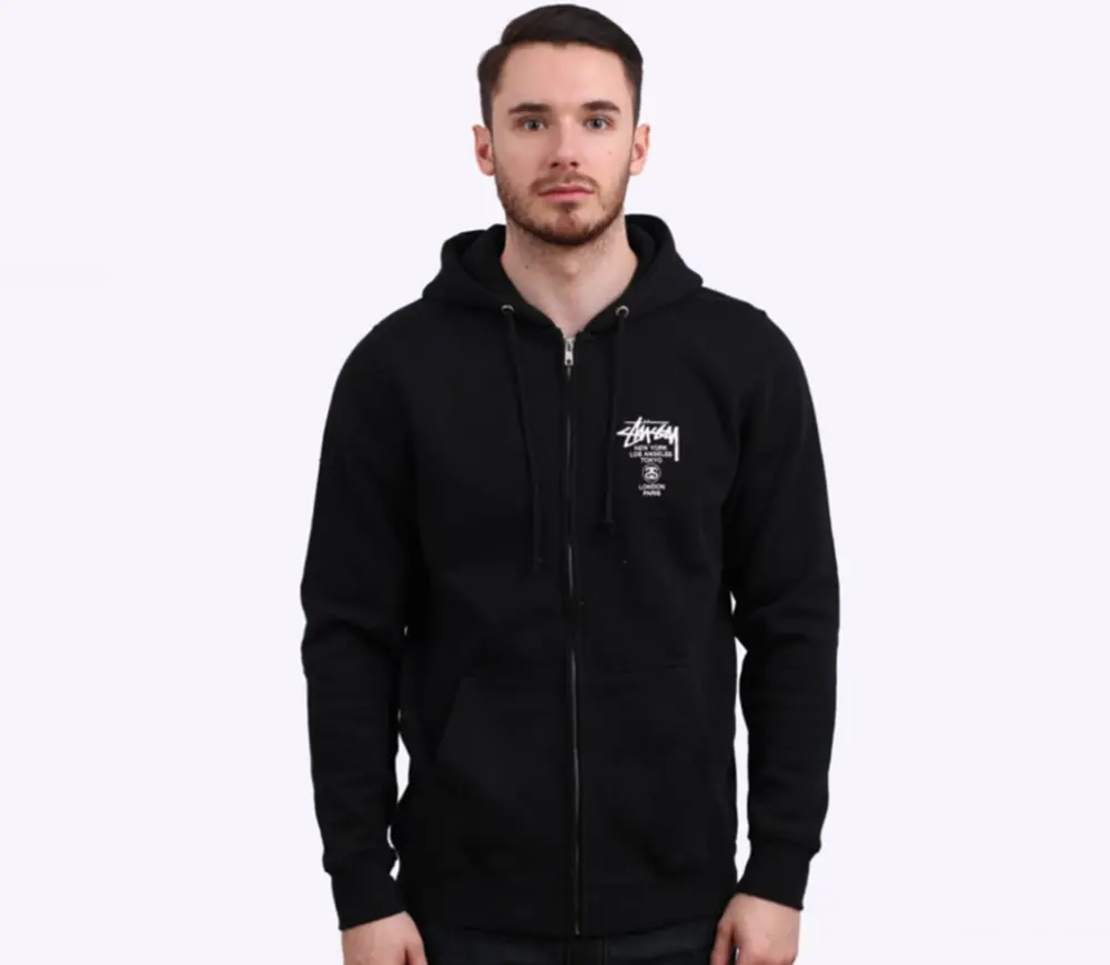 Áo Stussy World Tour Zip Hoodie 2022 ‘Black’ - Ảnh 3