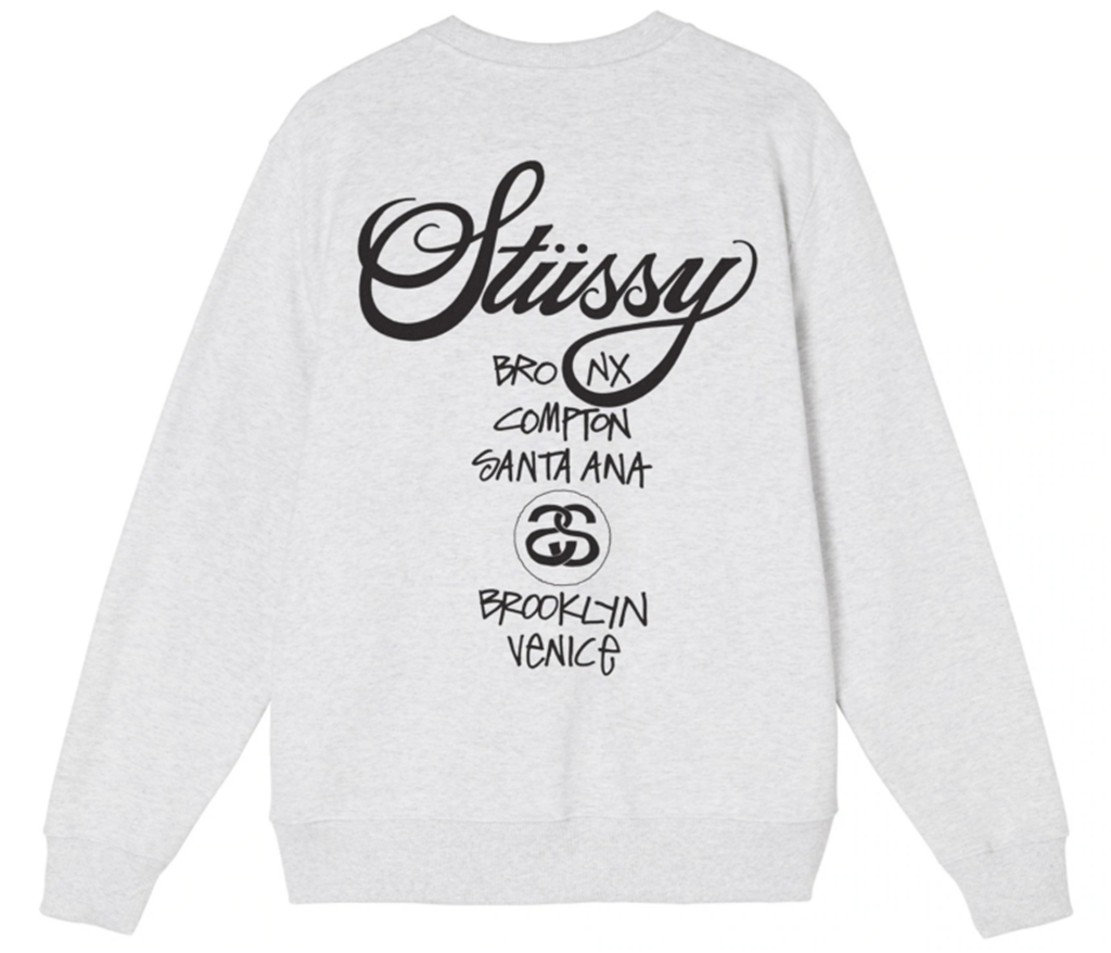Áo Stussy World Tour Crew Sweater Grey - Ảnh 2