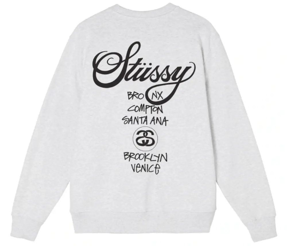 Alternative view of Áo Stussy World Tour Crew Sweater Grey