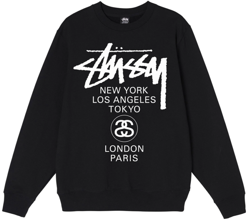 Áo Stussy World Tour Crew Sweater Black