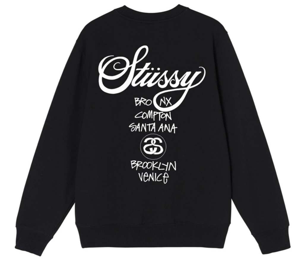 Áo Stussy World Tour Crew Sweater Black - Ảnh 2