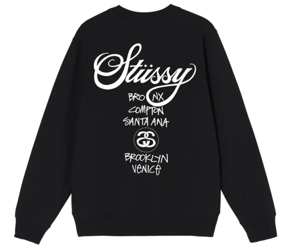 Alternative view of Áo Stussy World Tour Crew Sweater Black