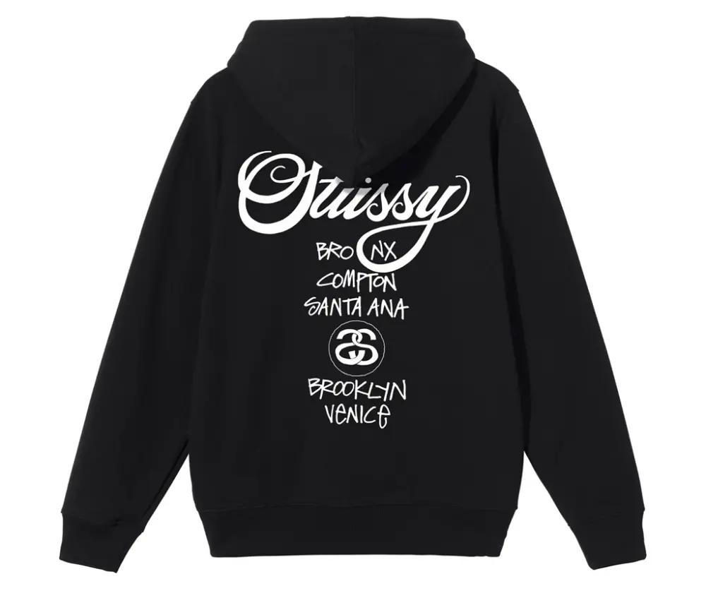 Alternative view of Áo Stussy World Tour Zip Hoodie 2022 ‘Black’