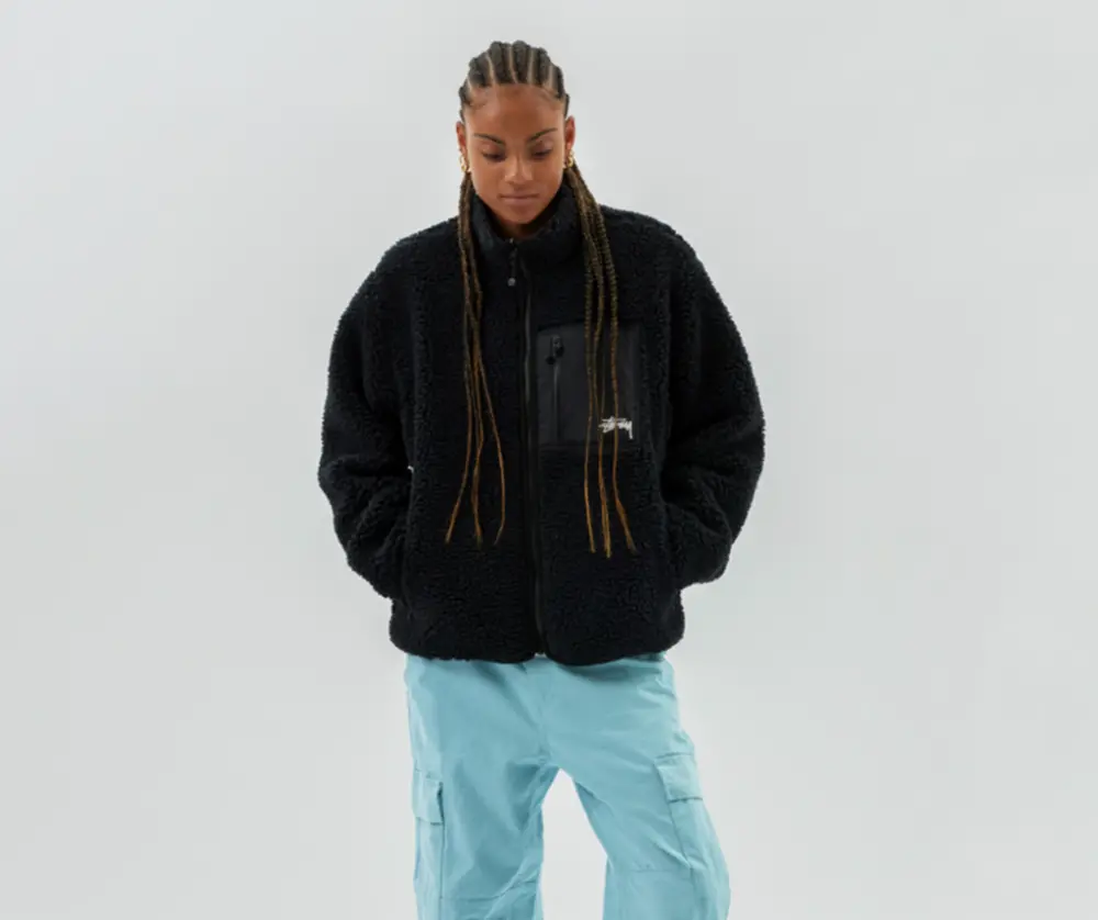 Alternative view of Áo Stussy Sherpa Reversible Jacket ‘Black’ 118529