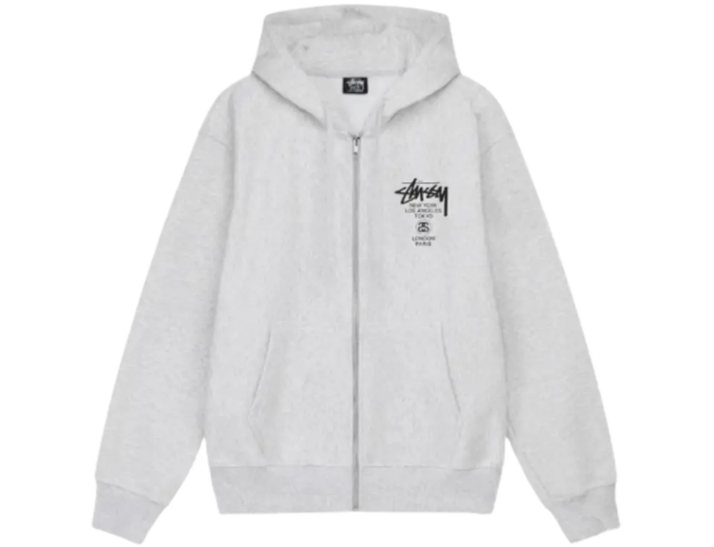Áo Stussy World Tour Hoodie ‘Ash Heather’