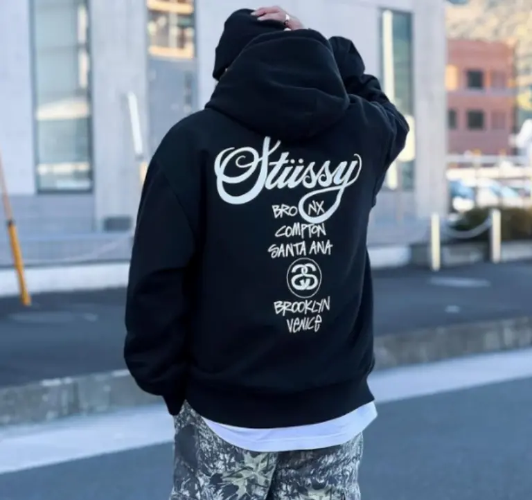 Áo Stussy World Tour Zip Hoodie 2022 ‘Black’ - Ảnh 4