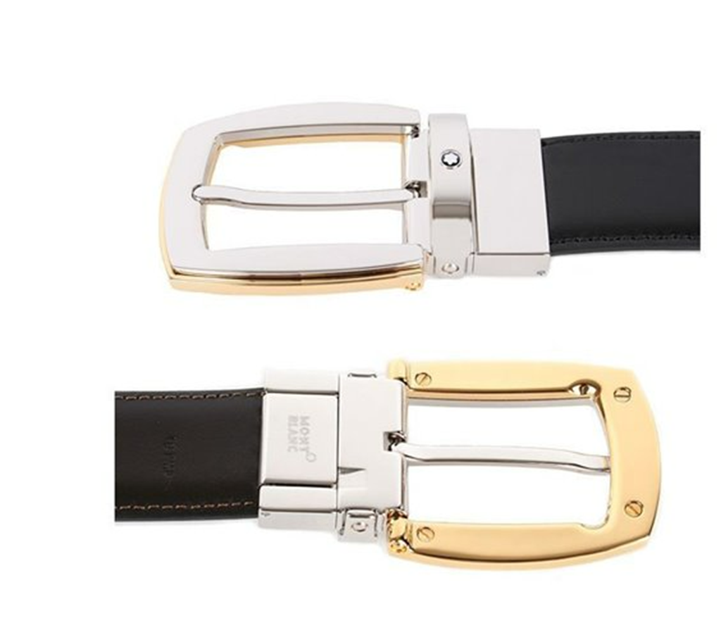 Thắt lưng Montblanc Convex Reversible Leather Belt Black Brown 111081 - Ảnh 3