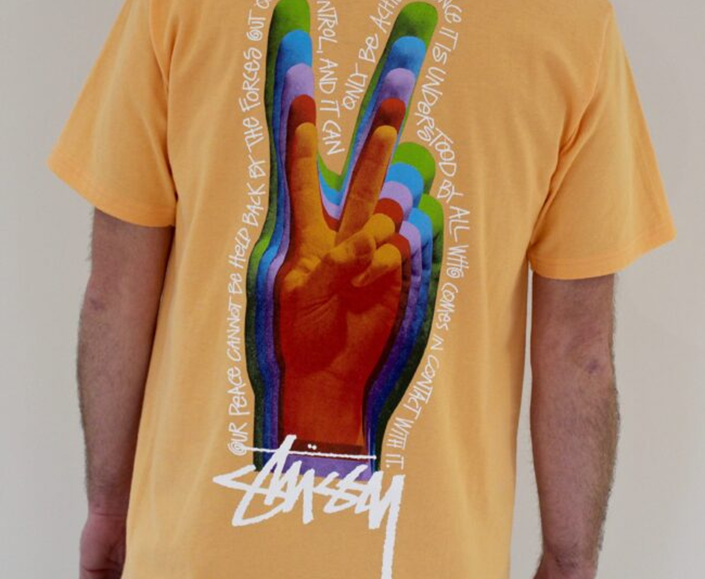 Áo Stussy Peace Sign Tee Orange - Ảnh 4