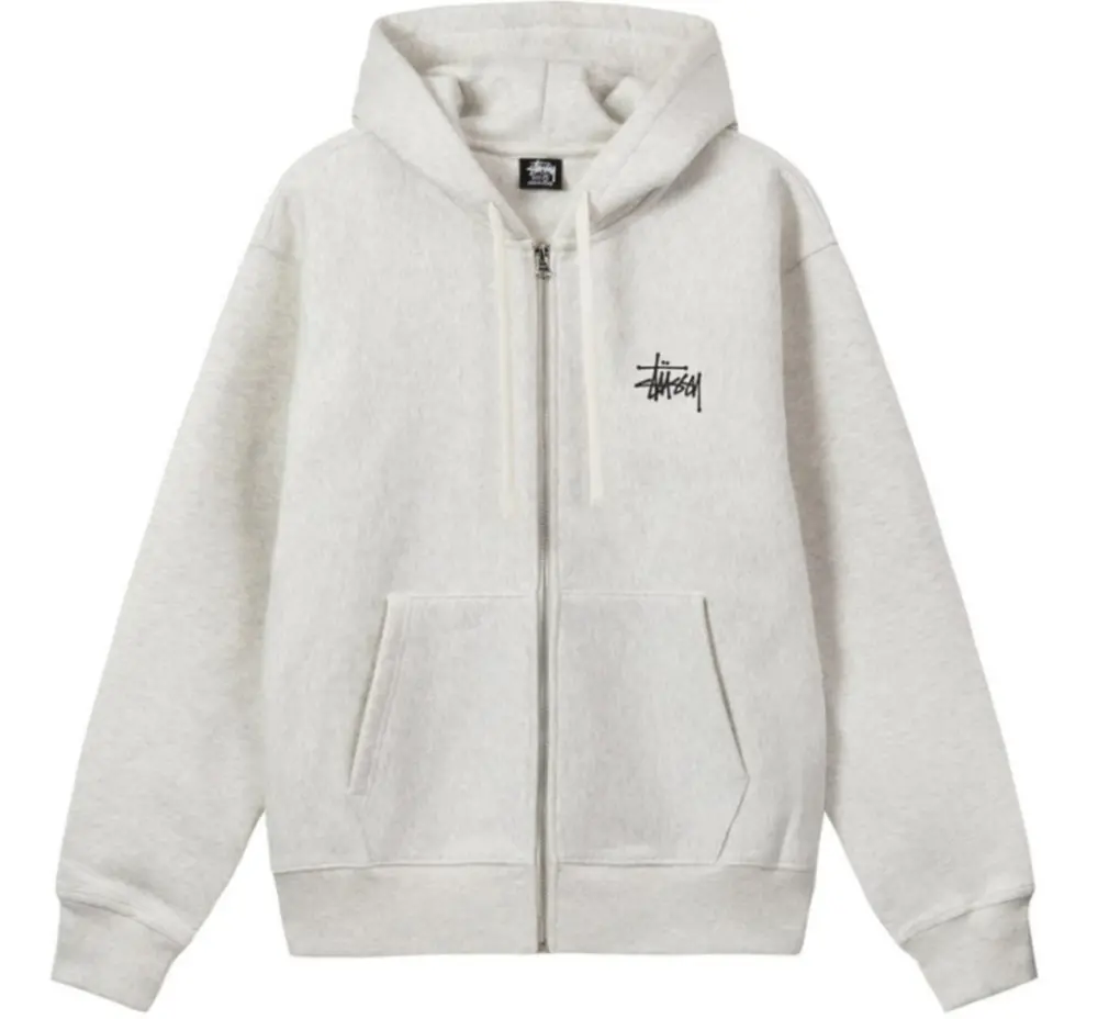 Áo Stussy Basic Stussy Zip Hoodie 2022 ‘Ash Heather’