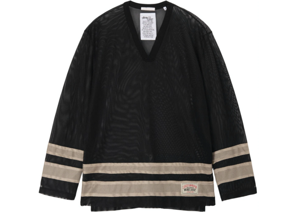 Áo Stussy x Our Legacy Work Shop Hockey Jersey ‘Black Beige Mesh’