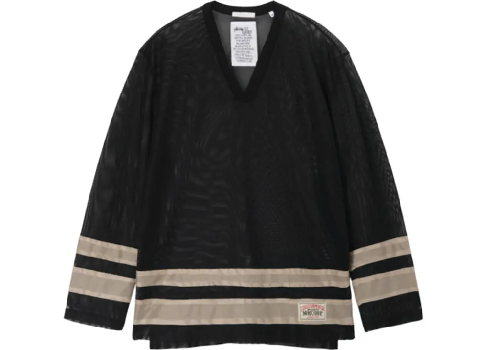 Áo Stussy x Our Legacy Work Shop Hockey Jersey ‘Black Beige Mesh’