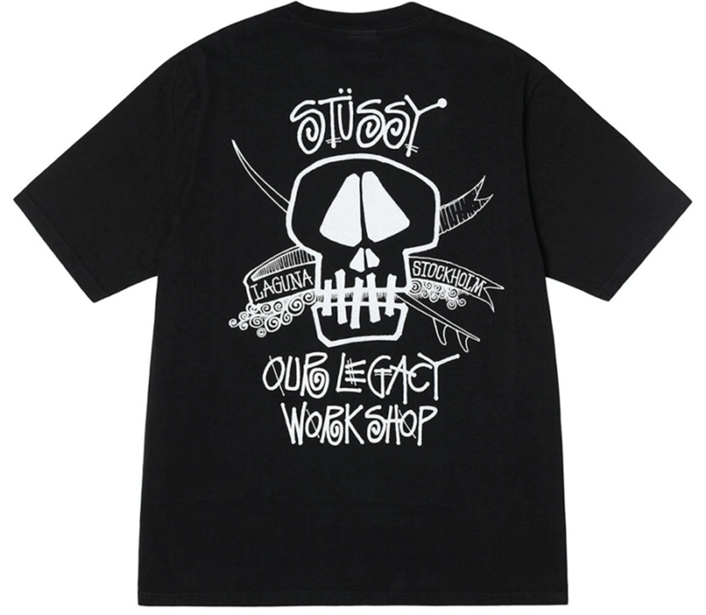 Áo Stussy x Our Legacy Work Shop Surf Skull Pigment Dyed Tee ‘Black’ - Ảnh 2