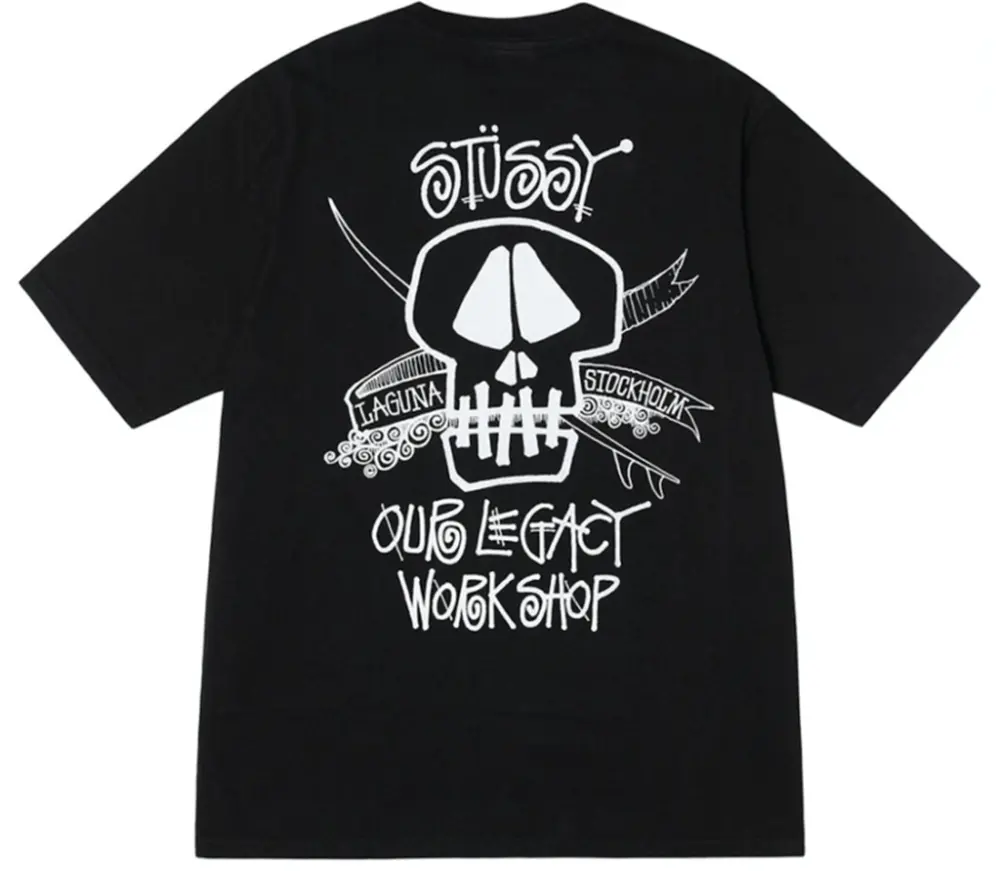 Alternative view of Áo Stussy x Our Legacy Work Shop Surf Skull Pigment Dyed Tee ‘Black’