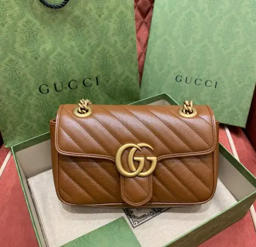 Túi Gucci GG Marmont Mini Matelassé Shoulder Bag Brown 446744-0OLFT-2535 - Ảnh 3
