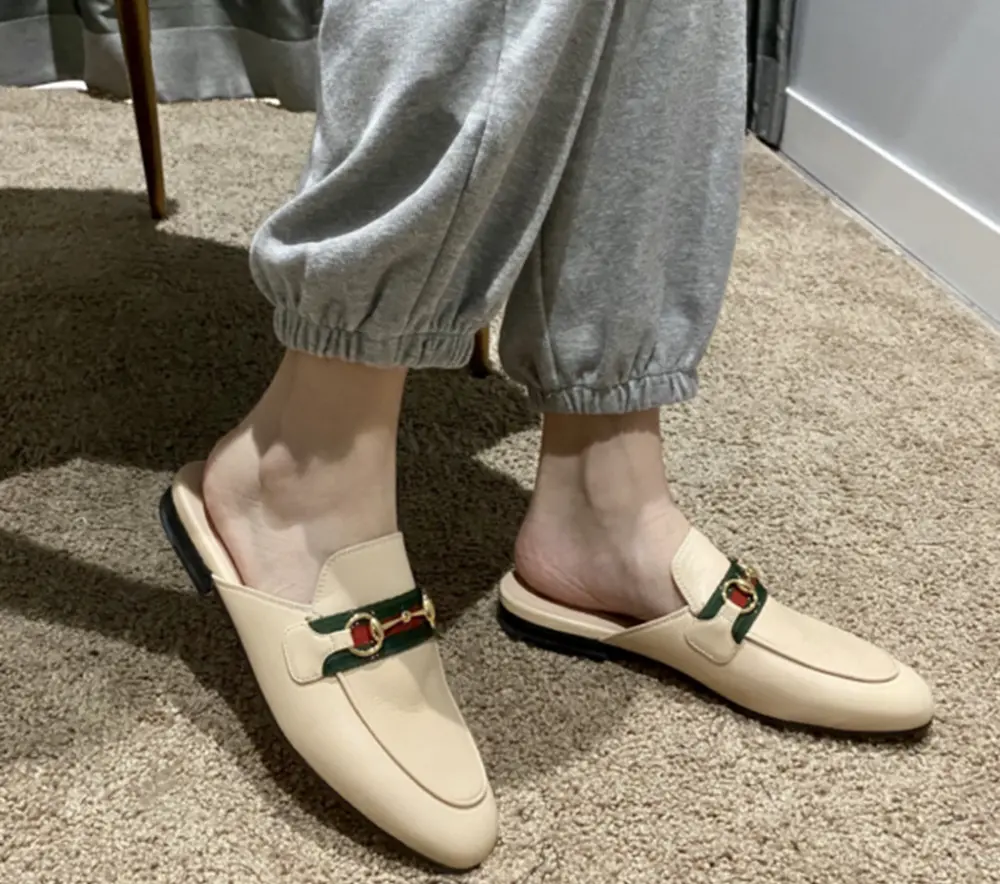 Dép Gucci Princetown Leather 629084 CQXM0 6761 - Ảnh 4