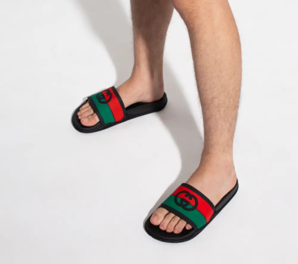 Alternative view of Dép Gucci Slide ‘Interlocking G – Black Red Green’ 655265-JFA00-8815