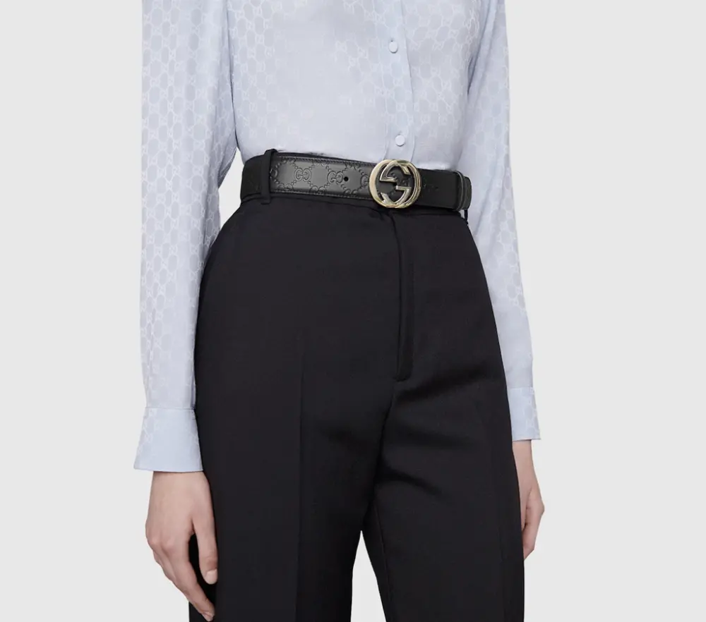 Alternative view of Thắt Lưng Gucci Signature Leather Belt ‘Black’ 370543CWC1G1000