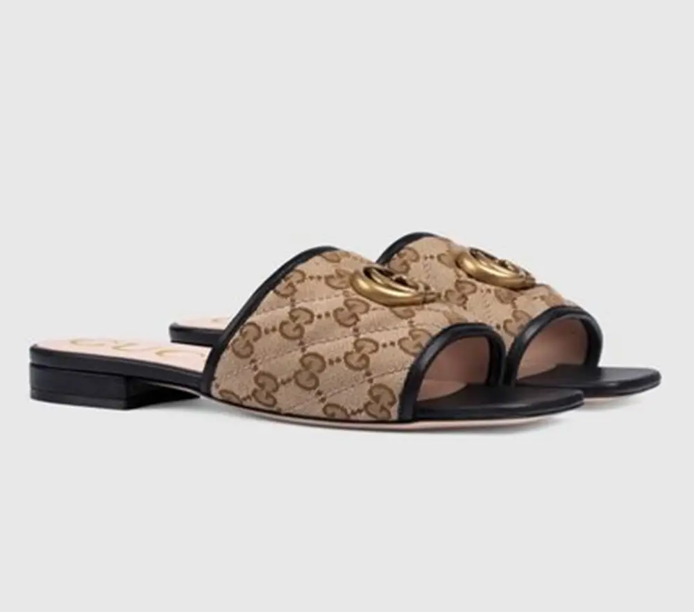 Dép Gucci Women’s GG Matelassé Canvas Slide Sandal 619893-KQWM0-9765 - Ảnh 3