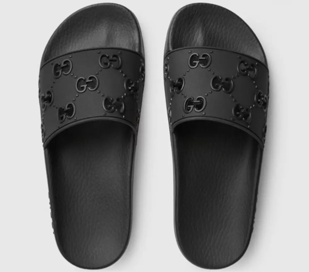 Alternative view of Dép Gucci Rubber GG Slide ‘Black’ 573922-JDR00-1000