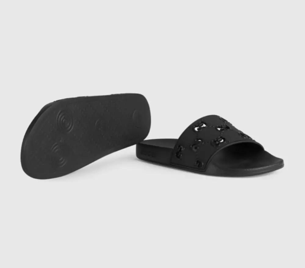 Dép Gucci Rubber GG Slide ‘Black’ 573922-JDR00-1000 - Ảnh 3