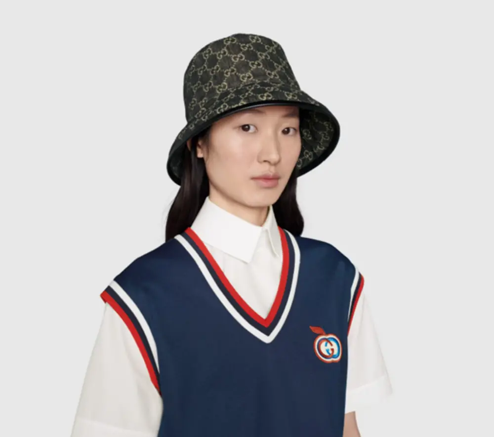 Alternative view of Mũ Gucci GG Denim Bucket ‘Black Ivory’ 576371-3HAF8-1060