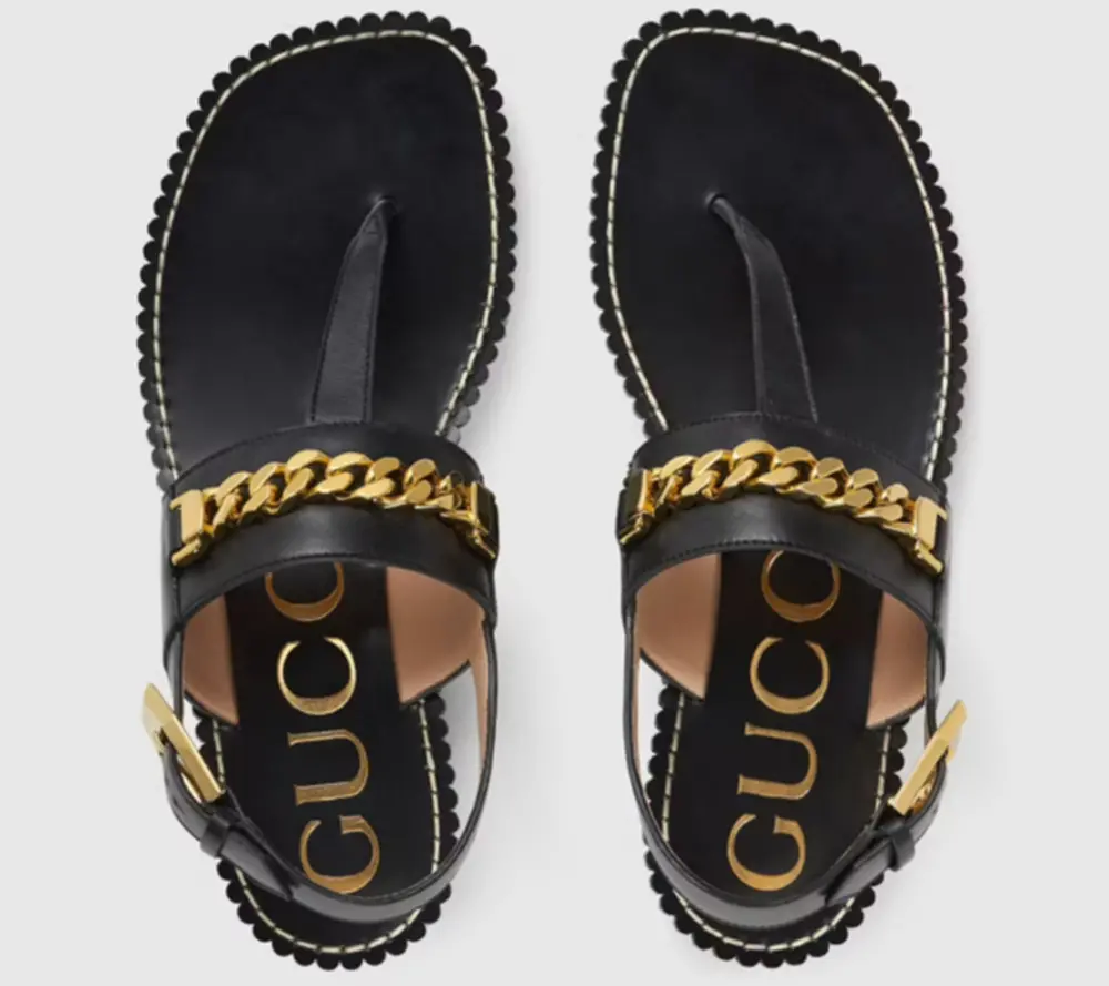 Alternative view of Dép Gucci Women’s Thong Sandal with Chain ‎655558-A3N00-1000