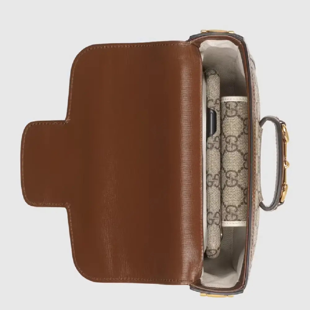 Túi Gucci Horsebit 1955 Mini GG Supreme Canvas 658574-HUHHG-8565 - Ảnh 3
