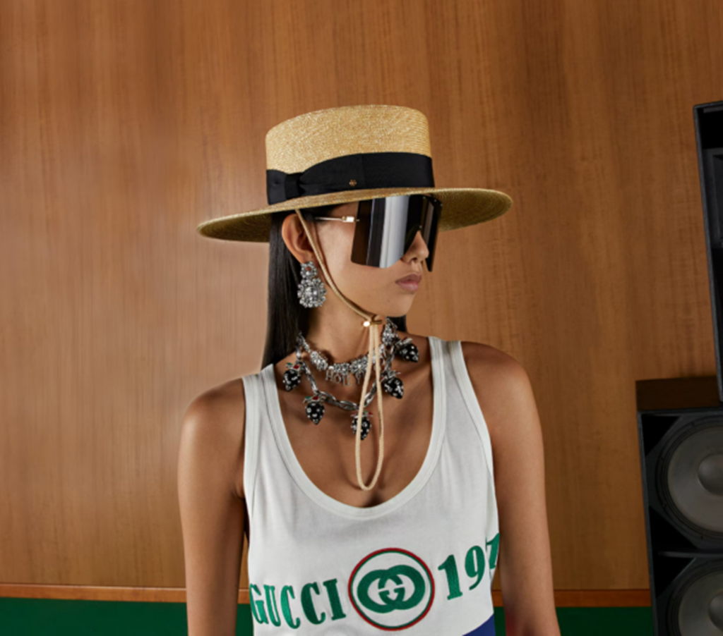 Mũ Gucci Straw Boater ‘Beige’ 696869-4HAOE-9760 - Ảnh 2