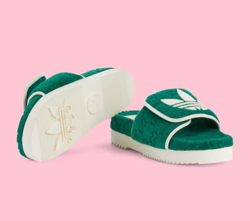Dép Gucci x Adidas Men’s GG platform ‘Green’ 702412-UU010-3171 - Ảnh 3