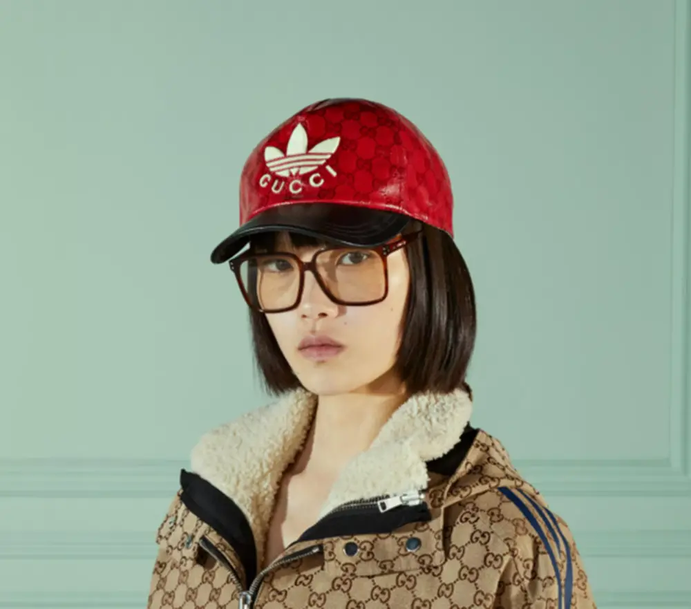 Alternative view of Mũ Gucci Adidas x Gucci GG Canvas Baseball ‘Red Black’ 724833-4HAUU-6477