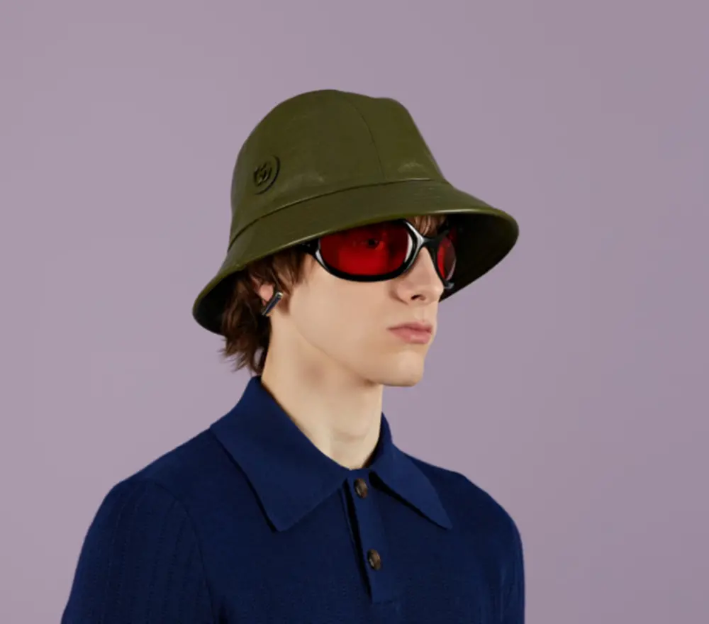 Alternative view of Mũ Gucci Leather Bucket Double G ‘Dark Green’ 727239-4HAU4-3300