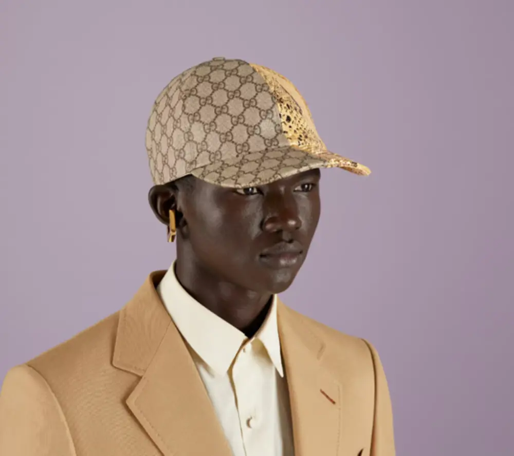 Alternative view of Mũ Gucci GG Supreme Python Baseball ‘Beige Ebony’ 727462-4HAVF-9775