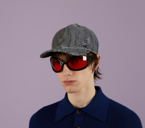 Alternative view of Mũ Gucci GG Supreme Python Baseball ‘Grey Black’ 727462-4HAVG-1161