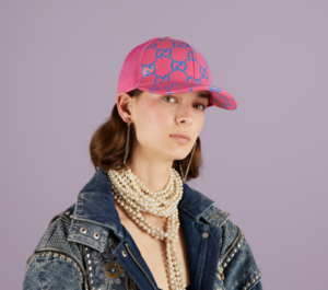 Alternative view of Mũ Gucci GG Leather Baseball ‘Pink Blue’ 728853-4HAWH-8972