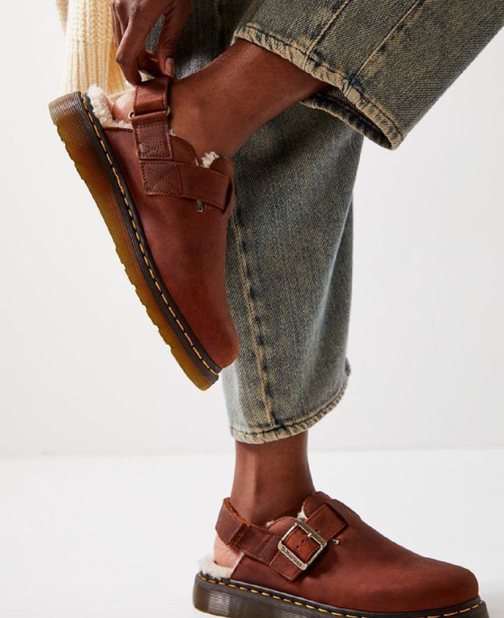 Giày Dr.Martens Jorge II Faux Fur Lined Slingback Mules in Warm Tan 31060362 - Ảnh 5