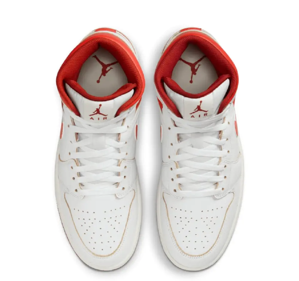 Giày Nike Air Jordan 1 Mid ‘White Dune Red’ FJ3458-160 - Ảnh 3
