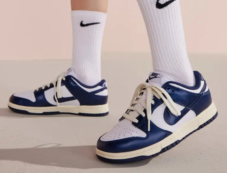 Giày Nike Dunk Low Premium Vintage Navy Womens FN7197-100 - Ảnh 5