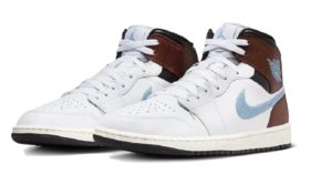 Alternative view of Giày Air Jordan 1 Mid SE GS 'White Blue Grey FQ8162-142