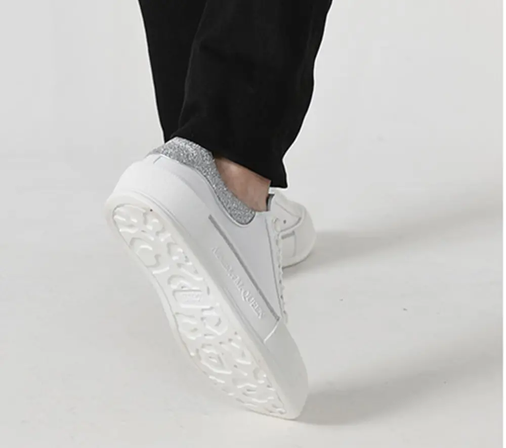 Alternative view of Giày Alexander McQueen Deck Lace-Up Plimsoll 'White Silver' 682410-WIB67-9485