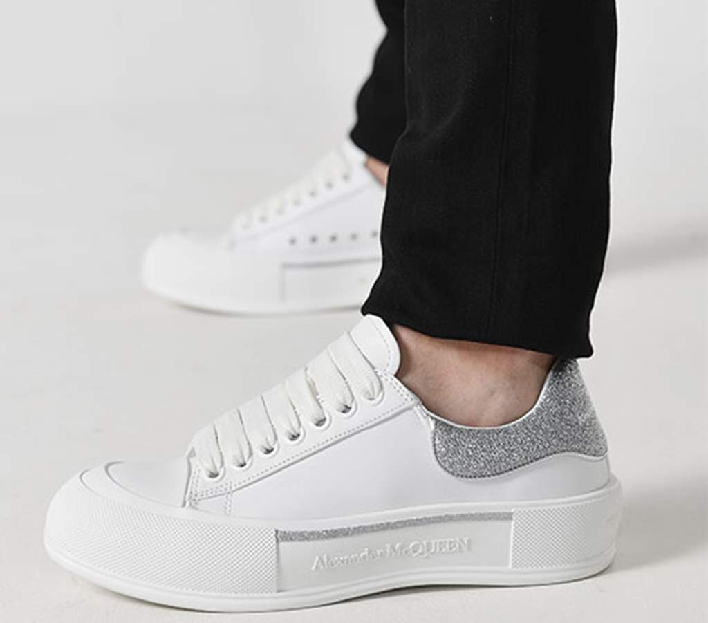 Giày Alexander McQueen Deck Lace-Up Plimsoll 'White Silver' 682410-WIB67-9485 - Ảnh 3