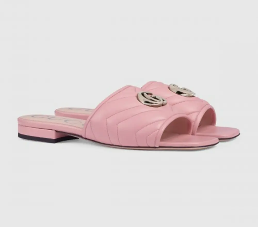 Dép Gucci Double G Matelasse Leather Pink 627827-BKO00-5815 - Ảnh 3