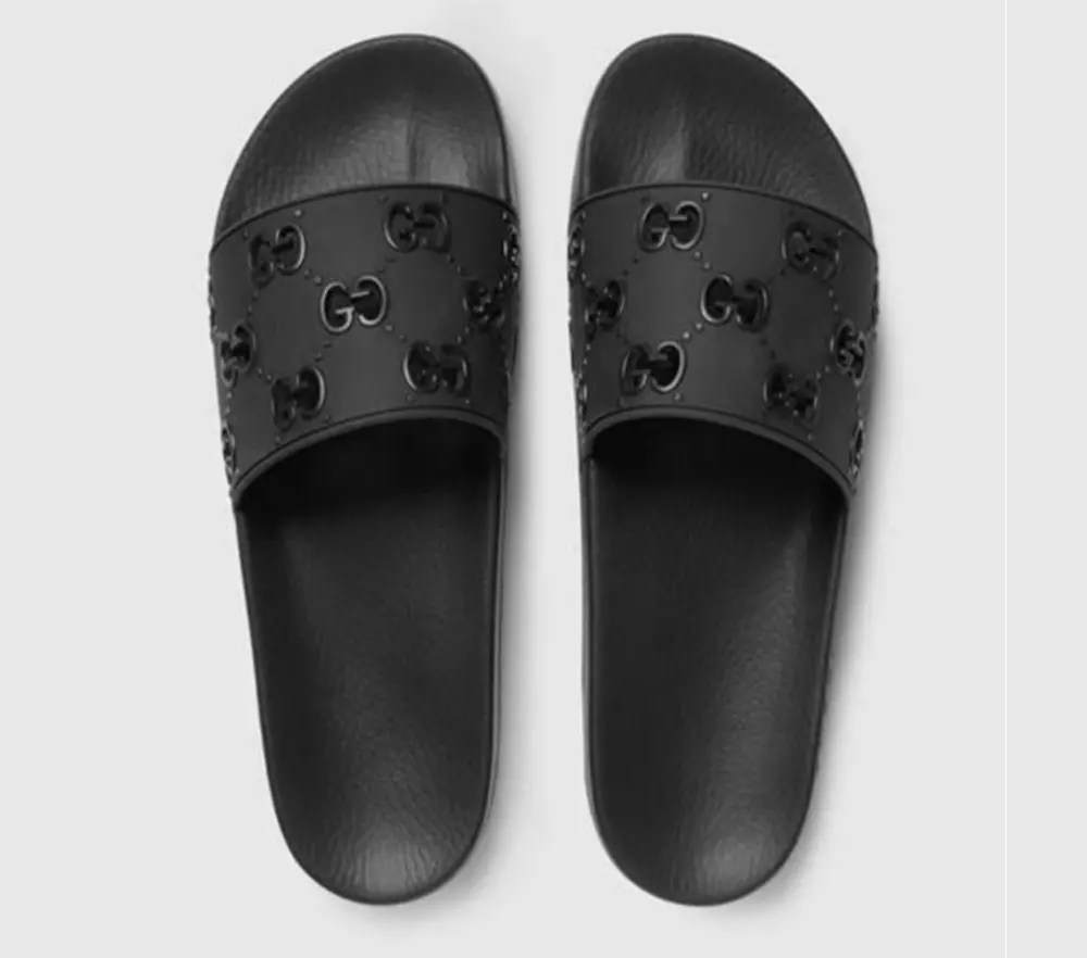 Dép Gucci Rubber GG Slide ‘Black’ 575957-JDR00-1000 - Ảnh 3