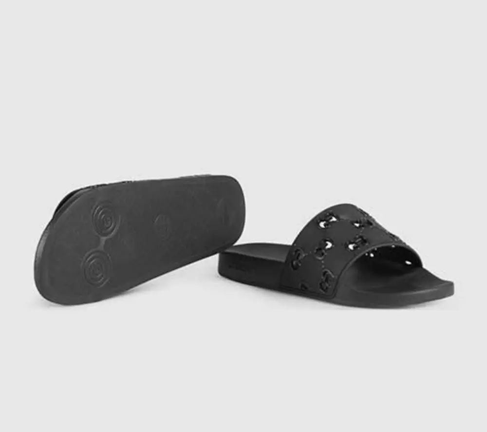 Dép Gucci Rubber GG Slide ‘Black’ 575957-JDR00-1000 - Ảnh 4
