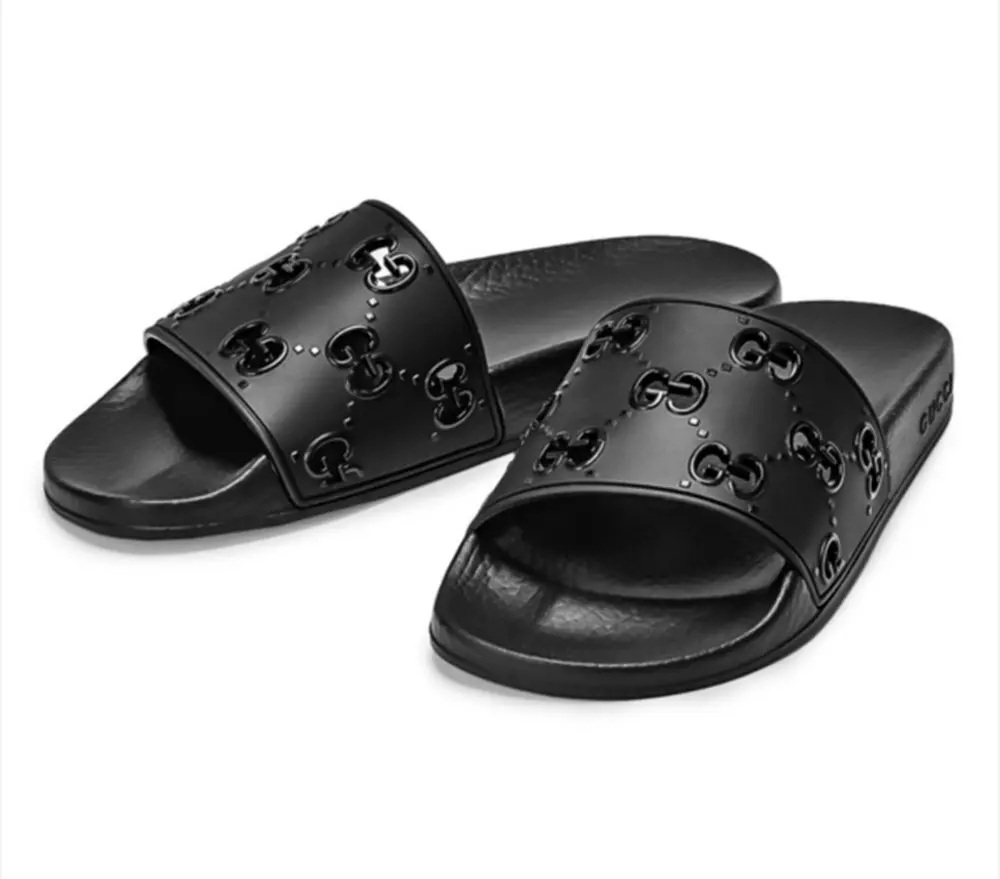 Dép Gucci Rubber GG Slide ‘Black’ 573922-JDR00-1000 - Ảnh 4