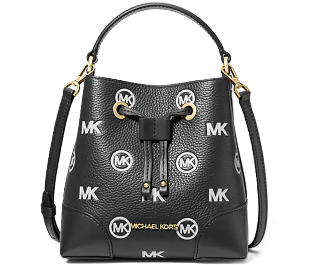 Túi Michael Kros Mercer Small Logo Embossed Leather Bucket Bag 'Black' 35F3GM9M1L-001